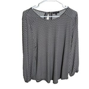 Adrianna Papell Blouse Women's Large Printed Floral Round Neck Shirt Top